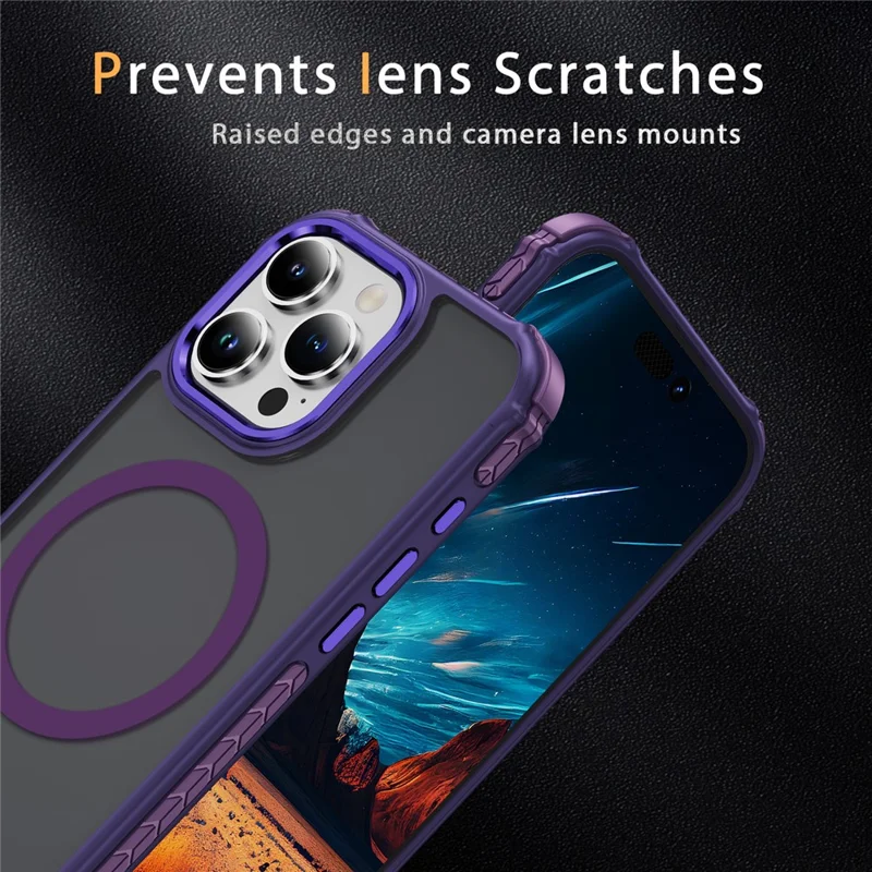Capa para iPhone 16 Pro Compatível com MagSafe PC + TPU com Sensação de Pele - Roxa