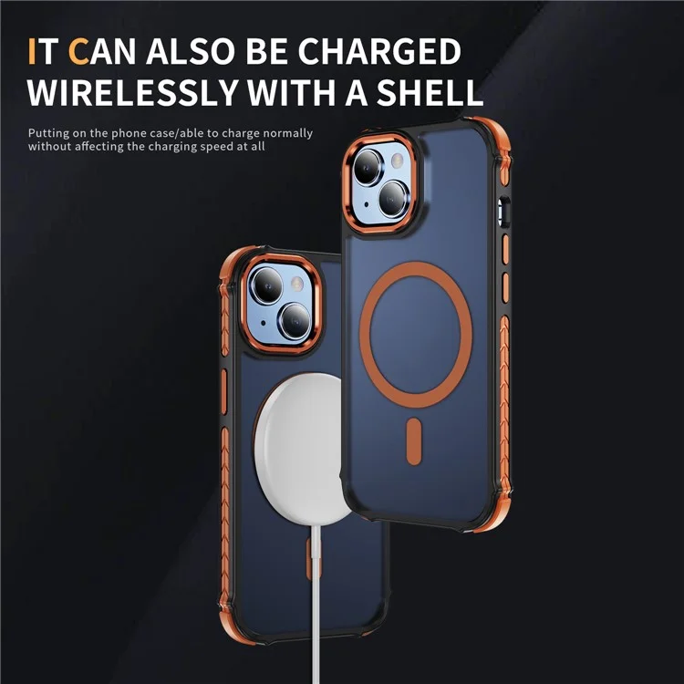 For iPhone 14 / 13 Case Compatible with MagSafe PC + TPU Skin Feeling Back Cover - Orange
