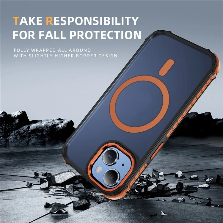 For iPhone 14 / 13 Case Compatible with MagSafe PC + TPU Skin Feeling Back Cover - Orange