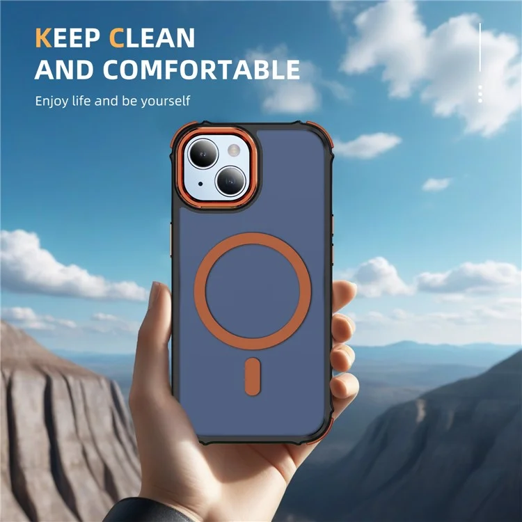 For iPhone 14 / 13 Case Compatible with MagSafe PC + TPU Skin Feeling Back Cover - Orange