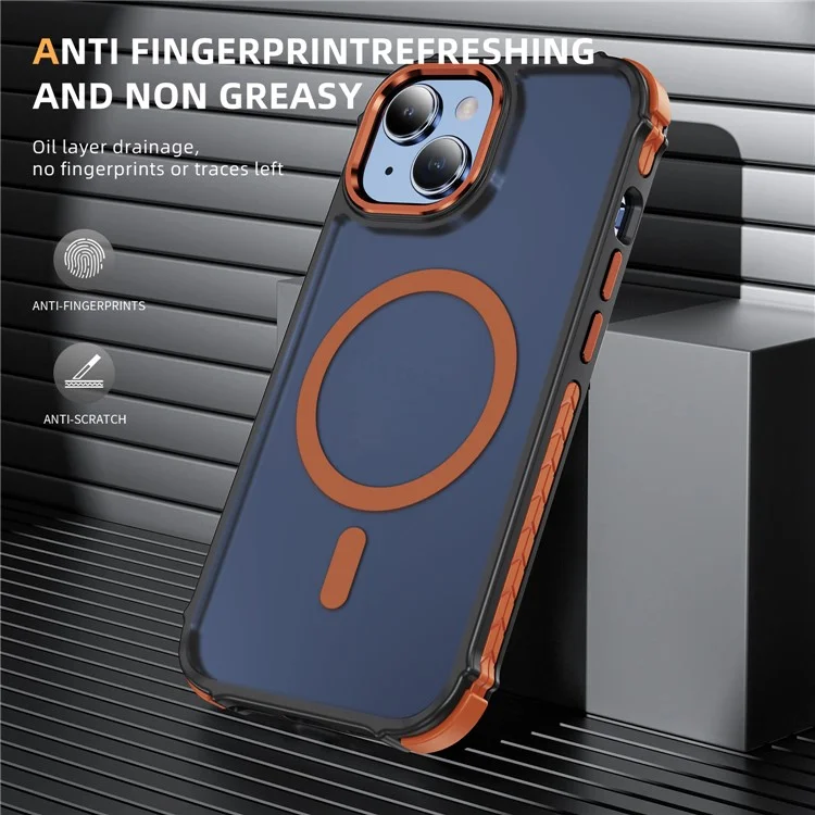 For iPhone 14 / 13 Case Compatible with MagSafe PC + TPU Skin Feeling Back Cover - Orange