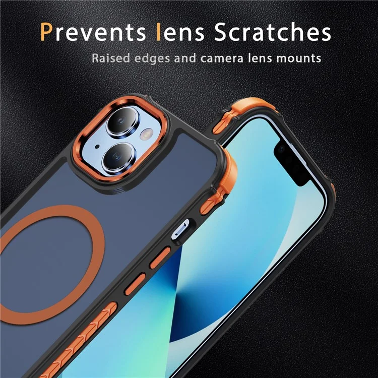For iPhone 14 / 13 Case Compatible with MagSafe PC + TPU Skin Feeling Back Cover - Orange