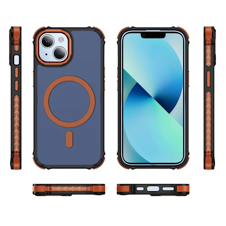 For iPhone 14 / 13 Case Compatible with MagSafe PC + TPU Skin Feeling Back Cover - Orange
