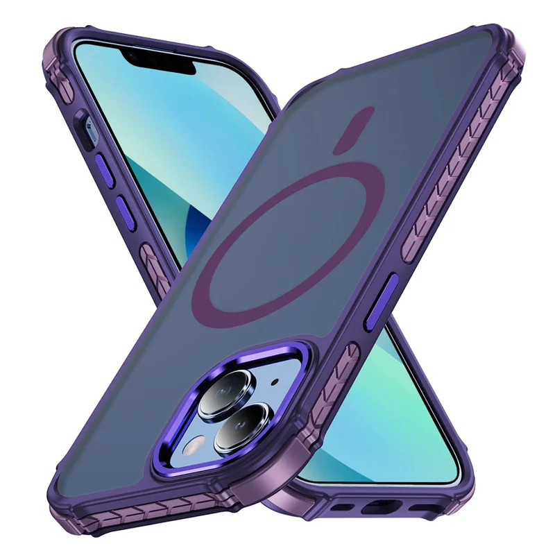 Capa para iPhone 14 / 13 Compatível com MagSafe PC + TPU com Sensação de Pele - Roxo