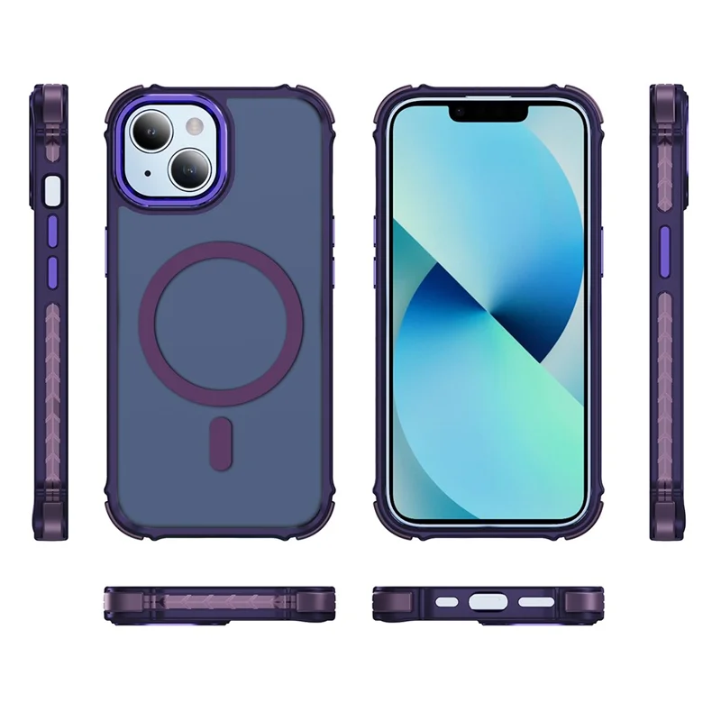 Capa para iPhone 14 / 13 Compatível com MagSafe PC + TPU com Sensação de Pele - Roxo