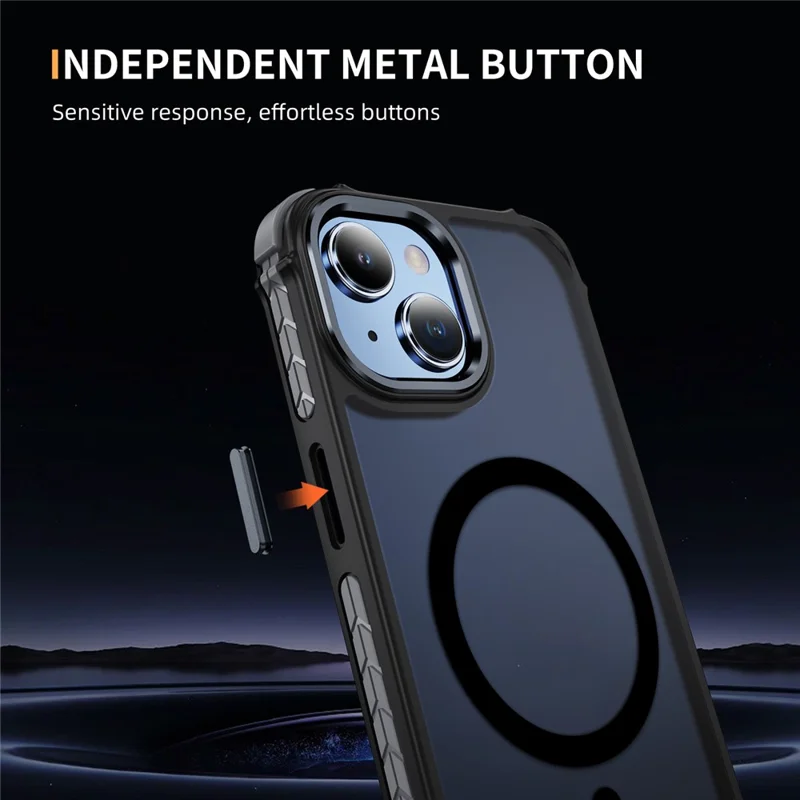 For iPhone 15 Case Compatible with MagSafe PC + TPU Skin Feeling Back Cover - Black