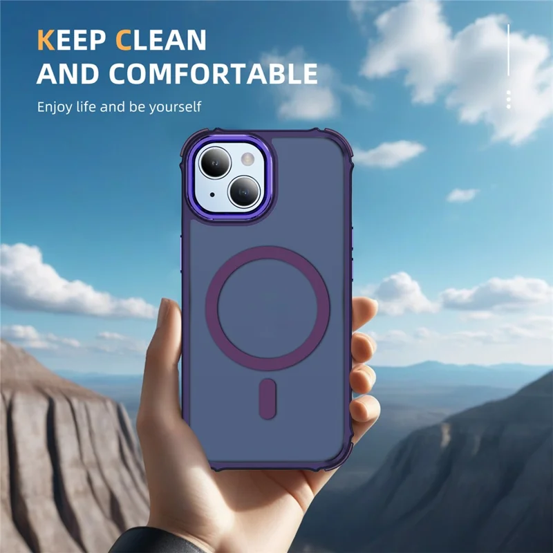 Étui pour iPhone 15 Compatible avec MagSafe PC + TPU Coque Effet Peau Arrière - Violet