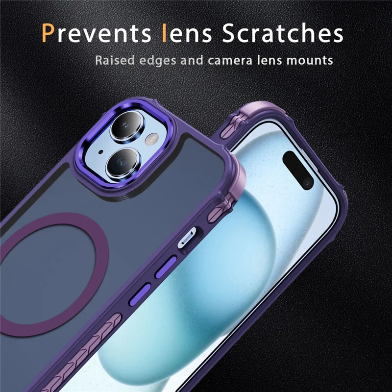 Étui pour iPhone 15 Compatible avec MagSafe PC + TPU Coque Effet Peau Arrière - Violet
