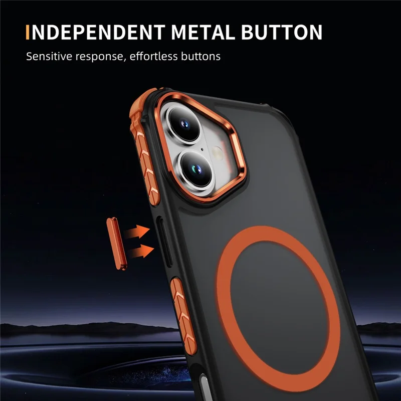 For iPhone 16 Case Compatible with MagSafe PC + TPU Skin Feeling Back Cover - Orange