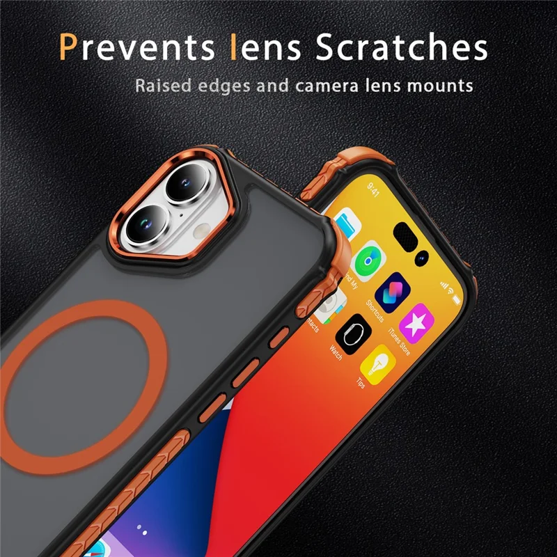 For iPhone 16 Case Compatible with MagSafe PC + TPU Skin Feeling Back Cover - Orange