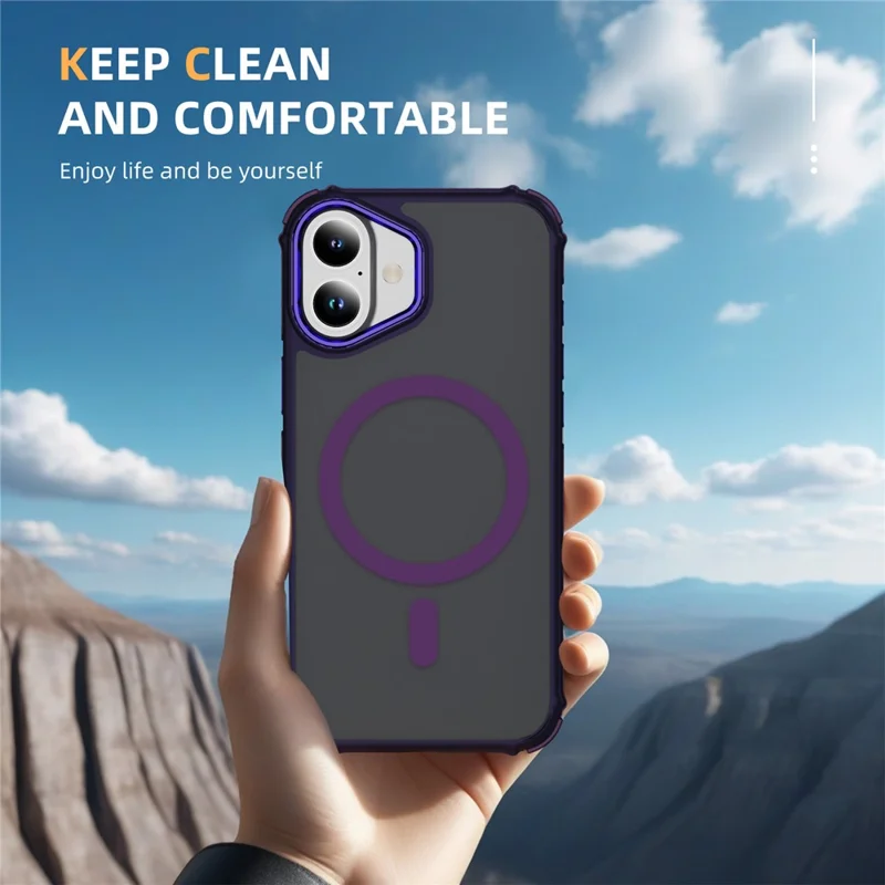 Étui pour iPhone 16 Compatible avec MagSafe PC + TPU Effet Peau Coque Arrière - Violet