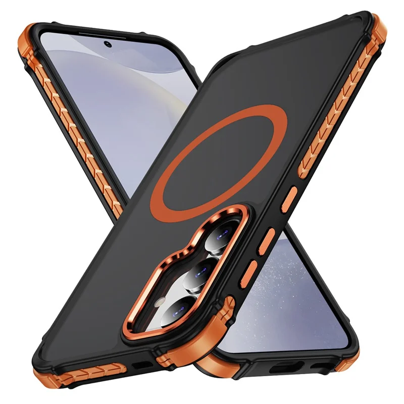 For Samsung Galaxy S25+ / S24+ Magnetic Case PC + TPU Skin Feeling Back Cover - Orange