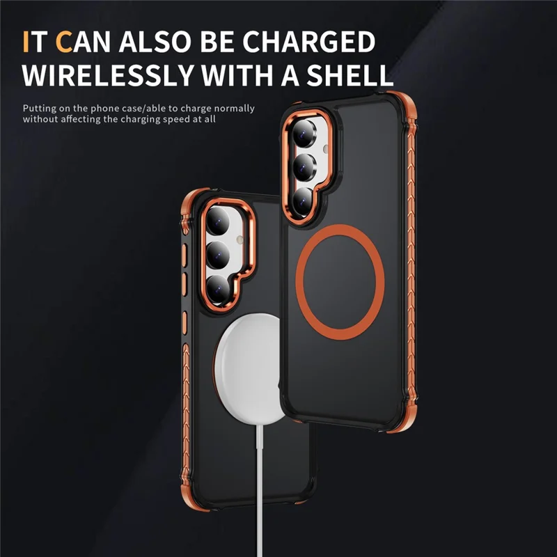 For Samsung Galaxy S25+ / S24+ Magnetic Case PC + TPU Skin Feeling Back Cover - Orange