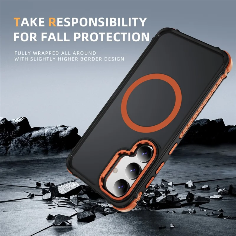 For Samsung Galaxy S25+ / S24+ Magnetic Case PC + TPU Skin Feeling Back Cover - Orange