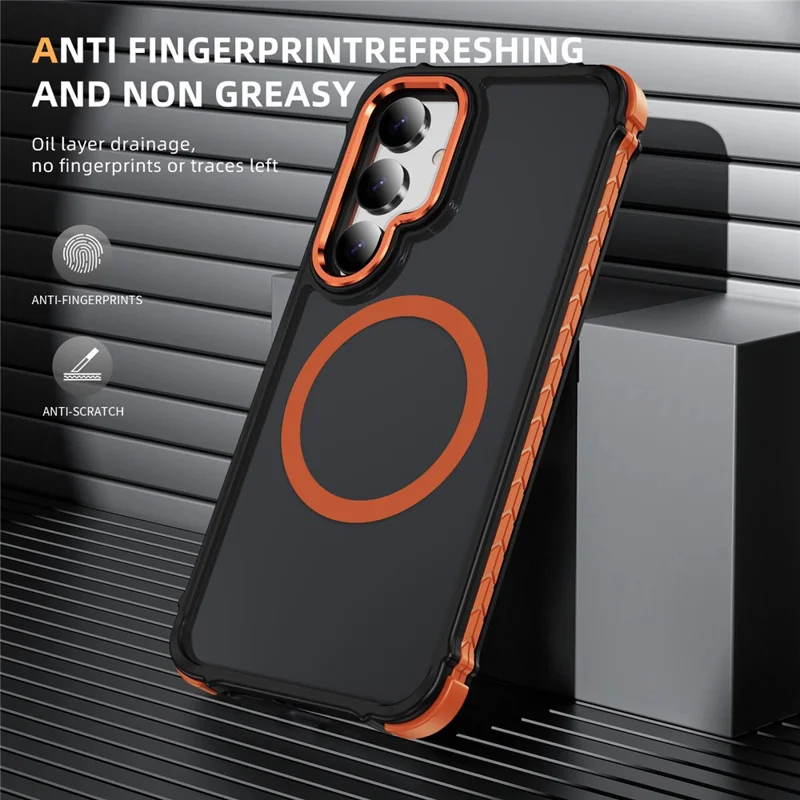 For Samsung Galaxy S25+ / S24+ Magnetic Case PC + TPU Skin Feeling Back Cover - Orange