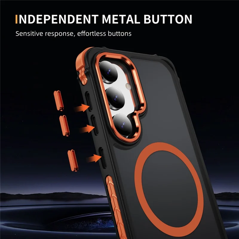 For Samsung Galaxy S25+ / S24+ Magnetic Case PC + TPU Skin Feeling Back Cover - Orange