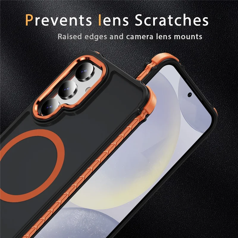 For Samsung Galaxy S25+ / S24+ Magnetic Case PC + TPU Skin Feeling Back Cover - Orange