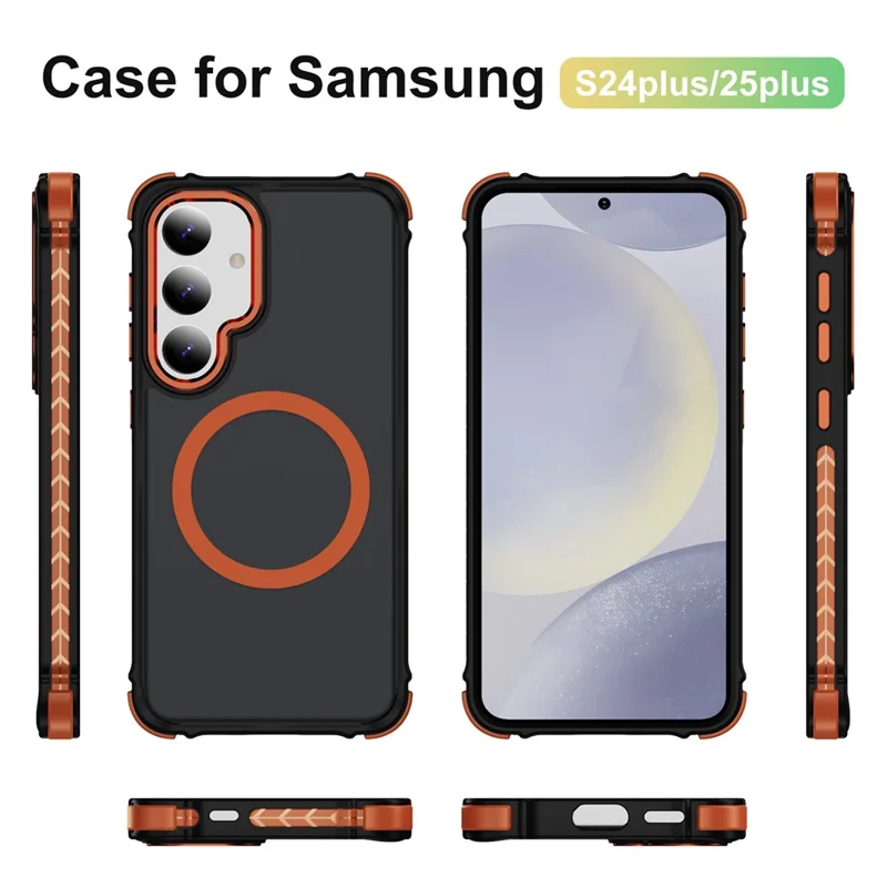 For Samsung Galaxy S25+ / S24+ Magnetic Case PC + TPU Skin Feeling Back Cover - Orange