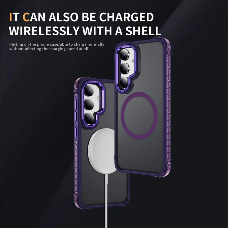 Étui compatible avec Samsung Galaxy S25+ / S24+ avec MagSafe Couverture arrière en PC + TPU Sensation de peau - Violet