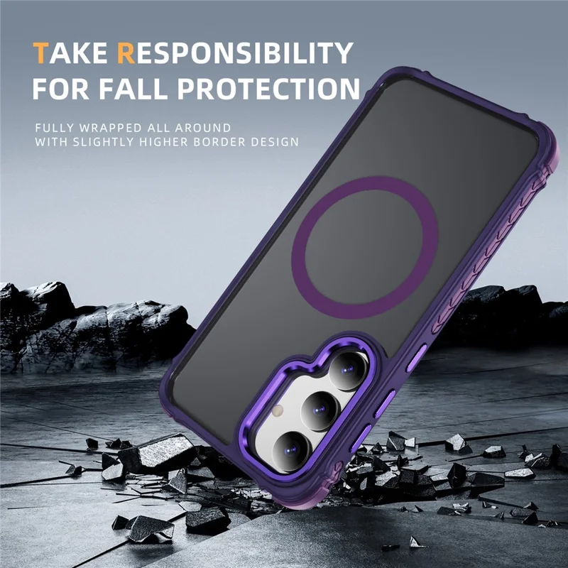 Étui compatible avec Samsung Galaxy S25+ / S24+ avec MagSafe Couverture arrière en PC + TPU Sensation de peau - Violet