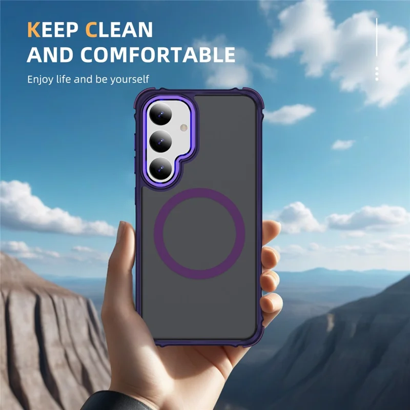Étui compatible avec Samsung Galaxy S25+ / S24+ avec MagSafe Couverture arrière en PC + TPU Sensation de peau - Violet