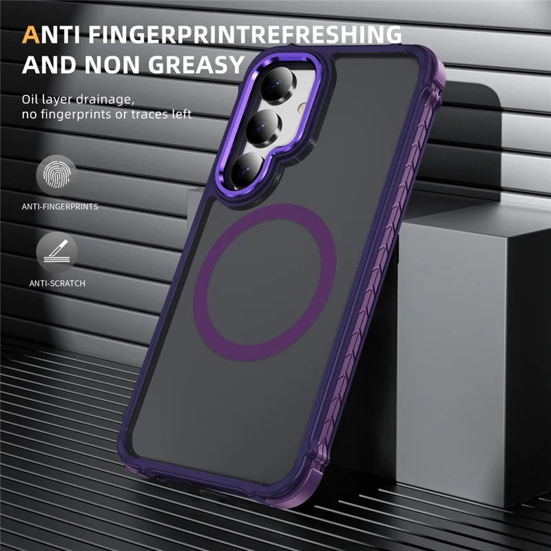 Étui compatible avec Samsung Galaxy S25+ / S24+ avec MagSafe Couverture arrière en PC + TPU Sensation de peau - Violet