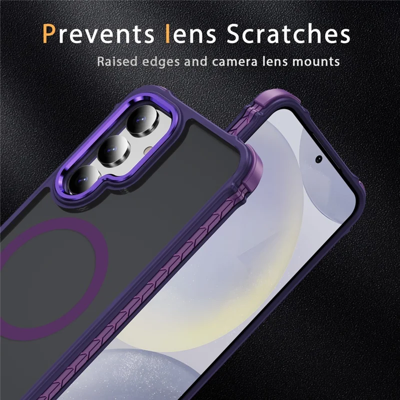 Étui compatible avec Samsung Galaxy S25+ / S24+ avec MagSafe Couverture arrière en PC + TPU Sensation de peau - Violet