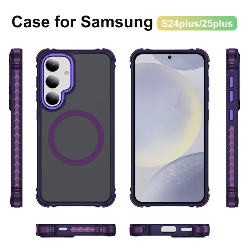 Étui compatible avec Samsung Galaxy S25+ / S24+ avec MagSafe Couverture arrière en PC + TPU Sensation de peau - Violet
