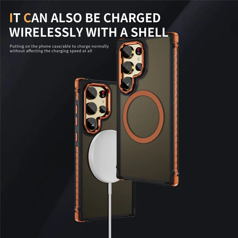 Til Samsung Galaxy S24 Ultra Case Kompatibel med MagSafe PC + TPU Hudfølelses Bagdæksel - Orange