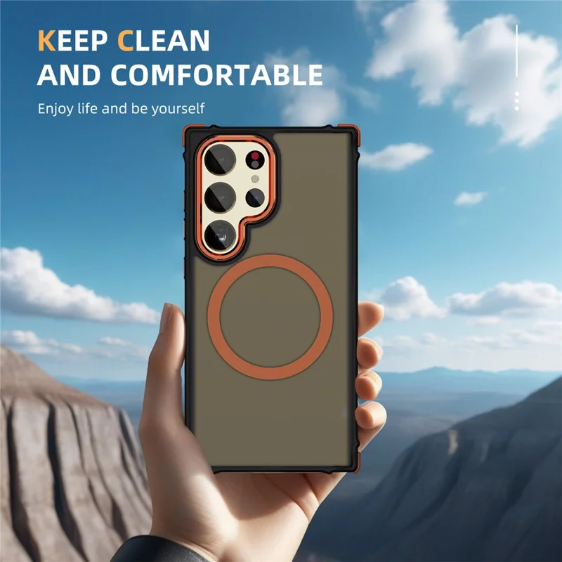 Til Samsung Galaxy S24 Ultra Case Kompatibel med MagSafe PC + TPU Hudfølelses Bagdæksel - Orange