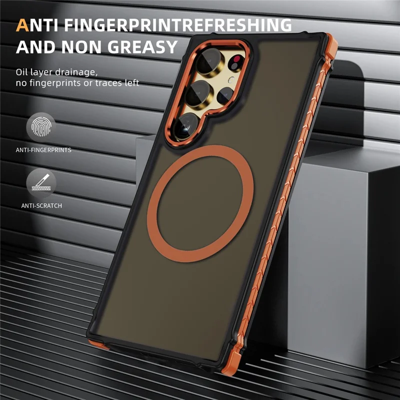 Til Samsung Galaxy S24 Ultra Case Kompatibel med MagSafe PC + TPU Hudfølelses Bagdæksel - Orange