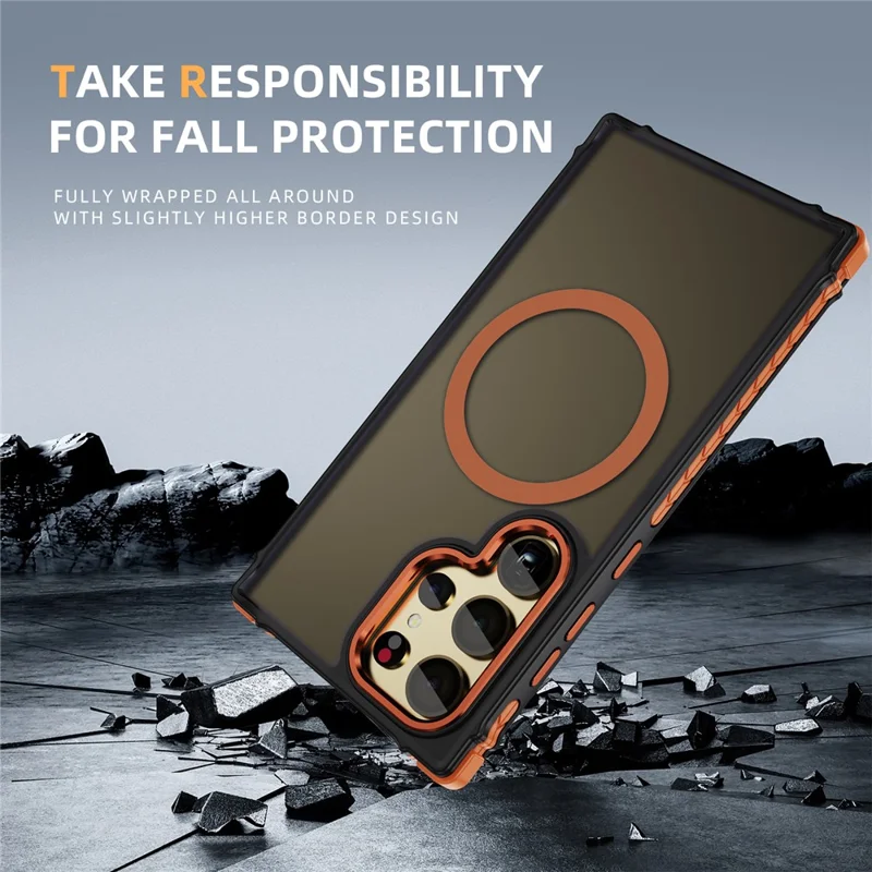 Til Samsung Galaxy S24 Ultra Case Kompatibel med MagSafe PC + TPU Hudfølelses Bagdæksel - Orange