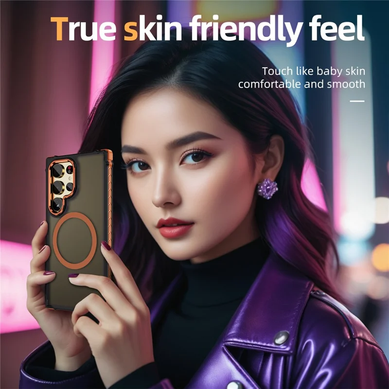 Til Samsung Galaxy S24 Ultra Case Kompatibel med MagSafe PC + TPU Hudfølelses Bagdæksel - Orange