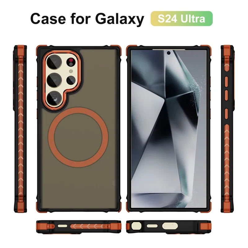 Til Samsung Galaxy S24 Ultra Case Kompatibel med MagSafe PC + TPU Hudfølelses Bagdæksel - Orange