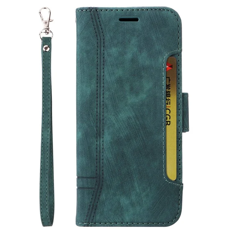 Betopnice 001 Pour Oppo Reno8 Pro 5G (version Globale) / Reno8 Pro + 5G Ligne de Couture Imprimée en Cuir PU + Tpu Couvercle de Téléphone Portefeuille Avec Sangle - Vert