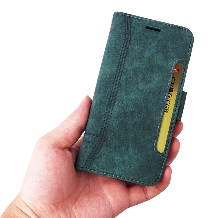 Betopnice 001 Pour Oppo Reno8 Pro 5G (version Globale) / Reno8 Pro + 5G Ligne de Couture Imprimée en Cuir PU + Tpu Couvercle de Téléphone Portefeuille Avec Sangle - Vert