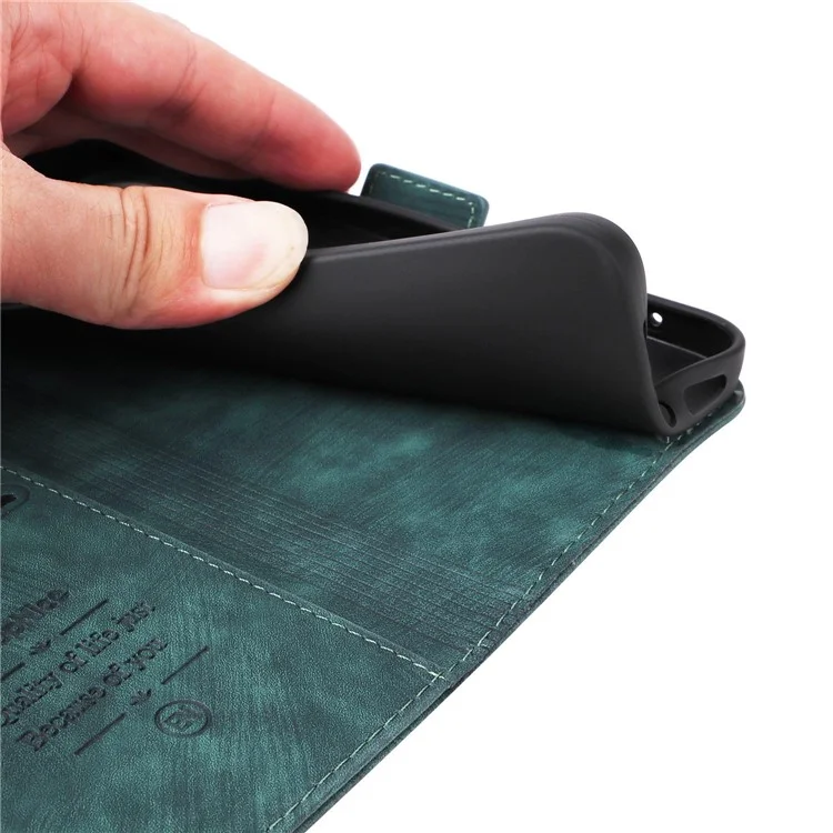 Betopnice 001 Pour Oppo Reno8 Pro 5G (version Globale) / Reno8 Pro + 5G Ligne de Couture Imprimée en Cuir PU + Tpu Couvercle de Téléphone Portefeuille Avec Sangle - Vert