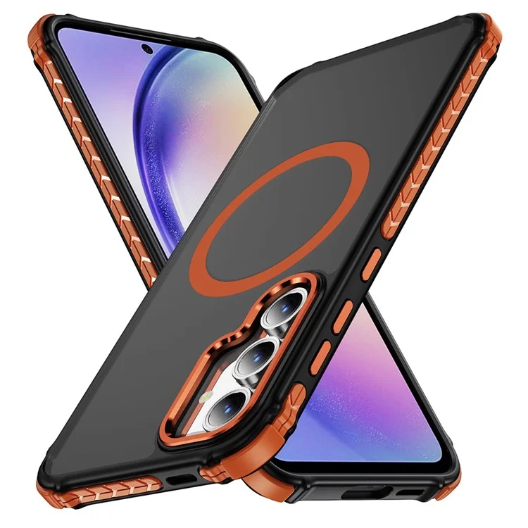 Étui pour Samsung Galaxy S24 FE compatible avec MagSafe Couverture arrière en PC + TPU Sensation de peau - Orange