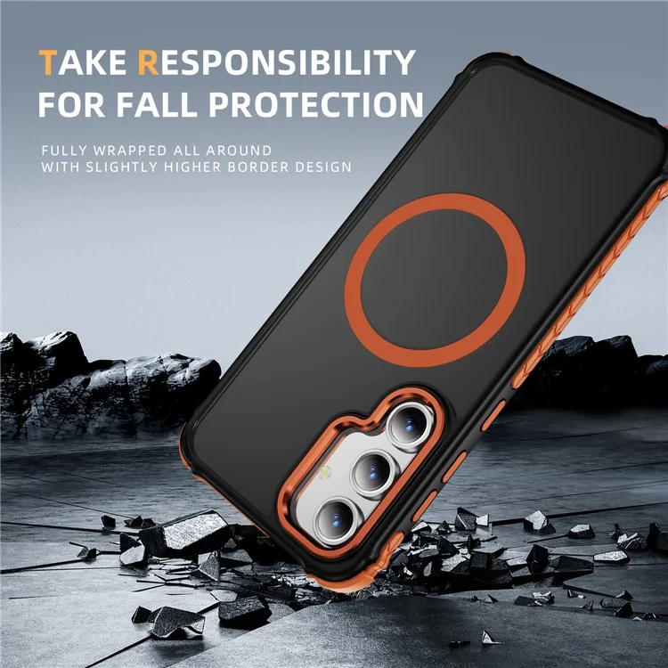 Étui pour Samsung Galaxy S24 FE compatible avec MagSafe Couverture arrière en PC + TPU Sensation de peau - Orange