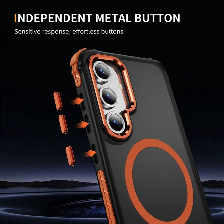 Étui pour Samsung Galaxy S24 FE compatible avec MagSafe Couverture arrière en PC + TPU Sensation de peau - Orange