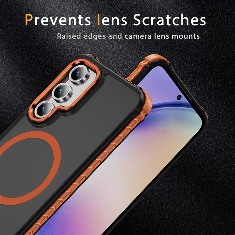 Étui pour Samsung Galaxy S24 FE compatible avec MagSafe Couverture arrière en PC + TPU Sensation de peau - Orange