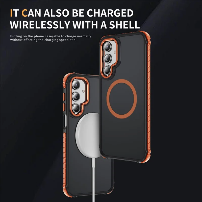 For Samsung Galaxy A16 4G / 5G Magnetic Case PC + TPU Skin Feeling Back Cover - Orange