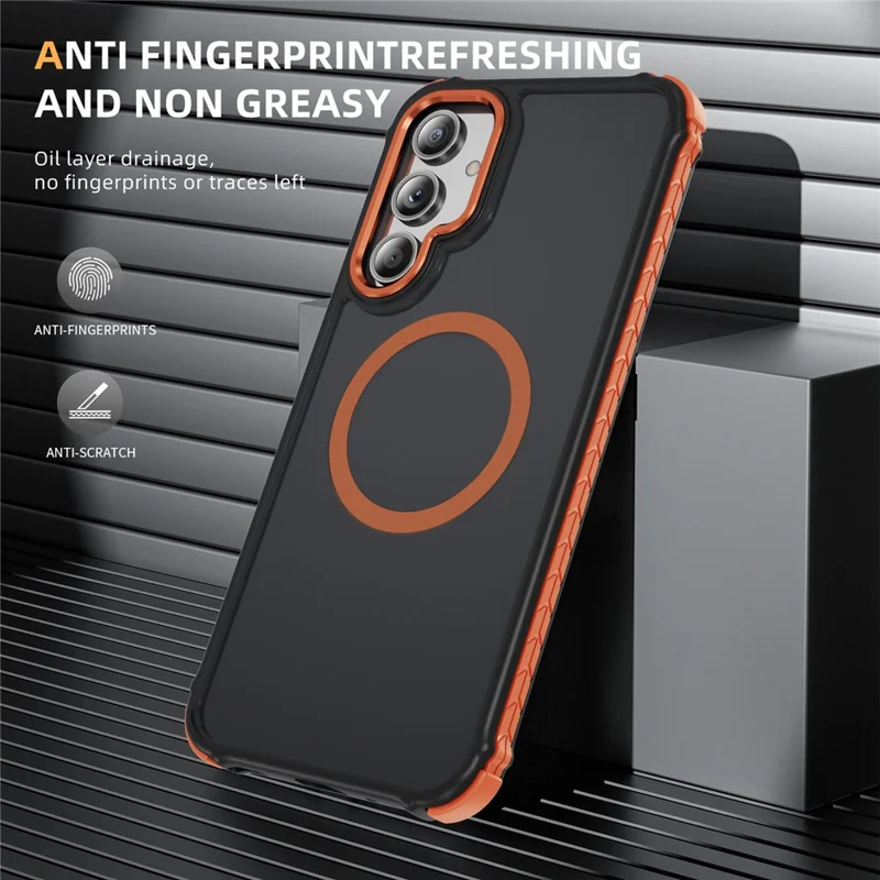 For Samsung Galaxy A16 4G / 5G Magnetic Case PC + TPU Skin Feeling Back Cover - Orange