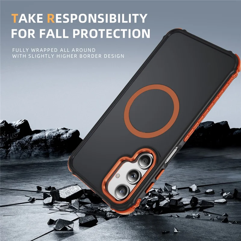 For Samsung Galaxy A16 4G / 5G Magnetic Case PC + TPU Skin Feeling Back Cover - Orange