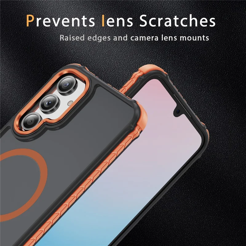 For Samsung Galaxy A16 4G / 5G Magnetic Case PC + TPU Skin Feeling Back Cover - Orange