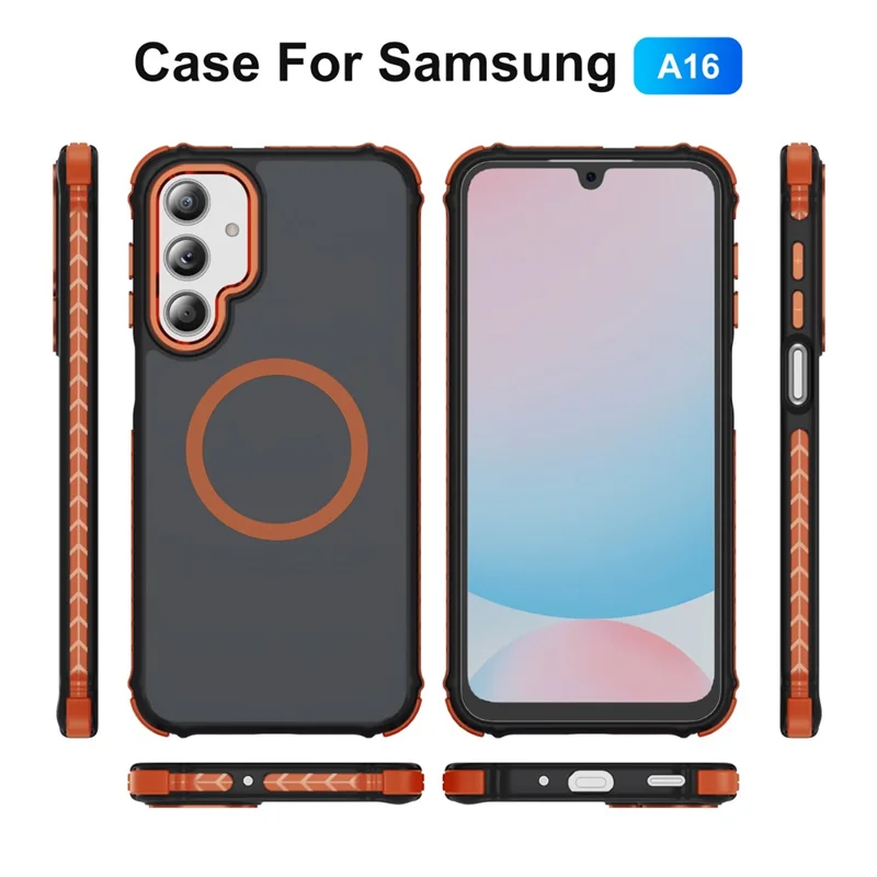 For Samsung Galaxy A16 4G / 5G Magnetic Case PC + TPU Skin Feeling Back Cover - Orange