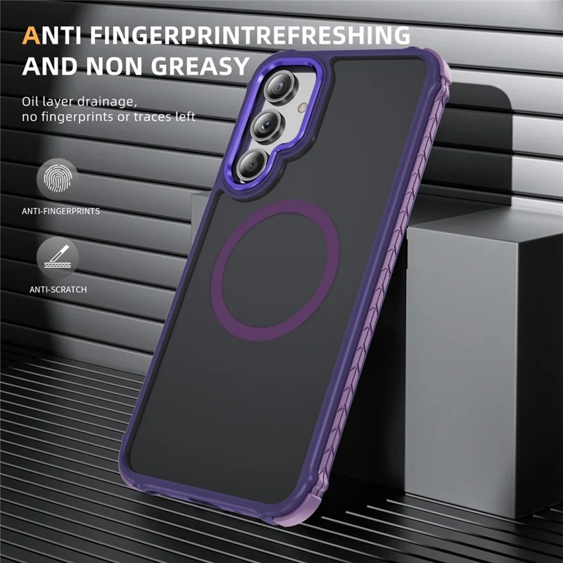 Étui pour Samsung Galaxy A16 4G / 5G Compatible avec MagSafe PC + TPU Aspect Peau Coque Arrière - Violet