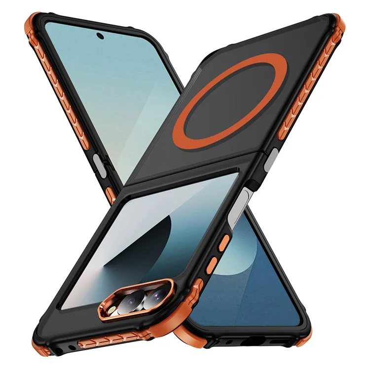 Funda para Samsung Galaxy Z Flip6 5G Compatible con MagSafe de PC + TPU con Sensación de Piel - Naranja