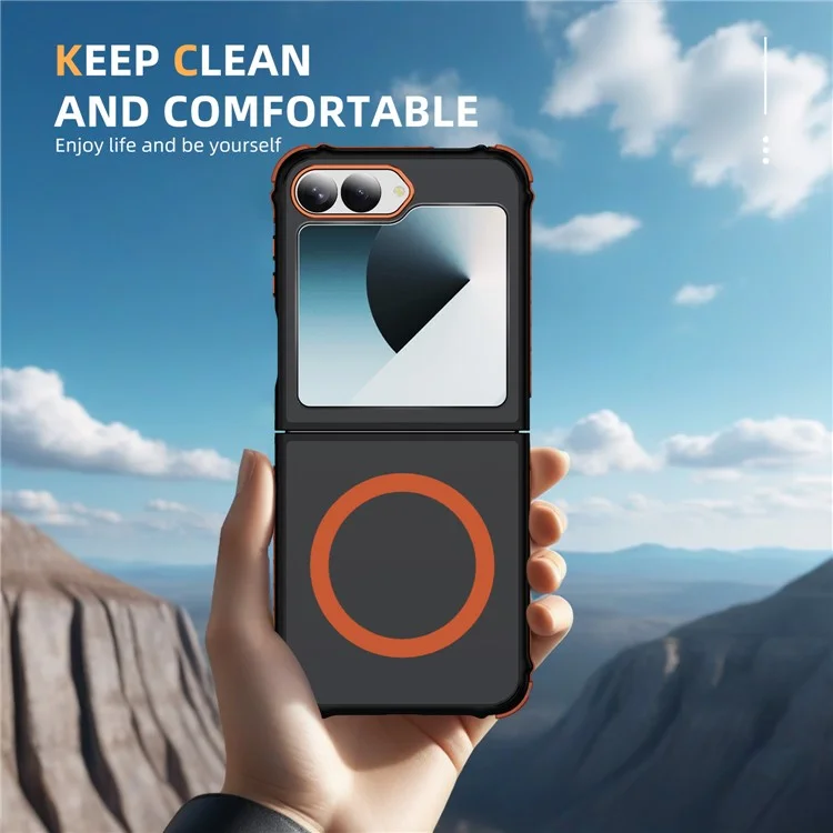 Funda para Samsung Galaxy Z Flip6 5G Compatible con MagSafe de PC + TPU con Sensación de Piel - Naranja