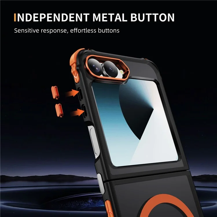 Funda para Samsung Galaxy Z Flip6 5G Compatible con MagSafe de PC + TPU con Sensación de Piel - Naranja